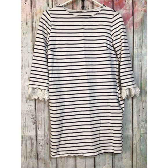 ELLISON Size Small Sweatshirt Dress with Lace Accents Black & White Striped ~ Po - Picture 7 of 11